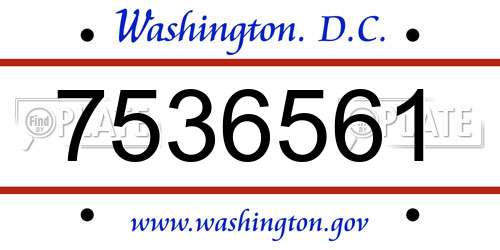 7536561 District Of Columbia License Plate