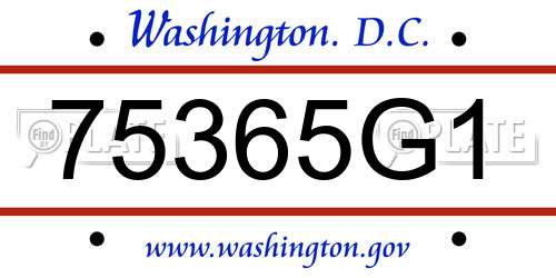 75365G1 District Of Columbia License Plate