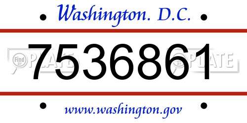 7536861 District Of Columbia License Plate