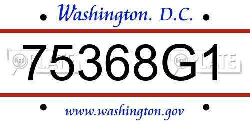 75368G1 District Of Columbia License Plate