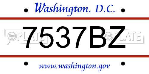 7537BZ District Of Columbia License Plate