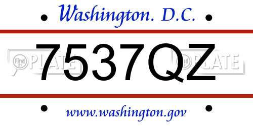 7537QZ District Of Columbia License Plate