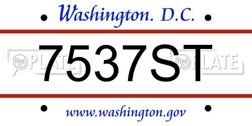 7537ST District Of Columbia License Plate