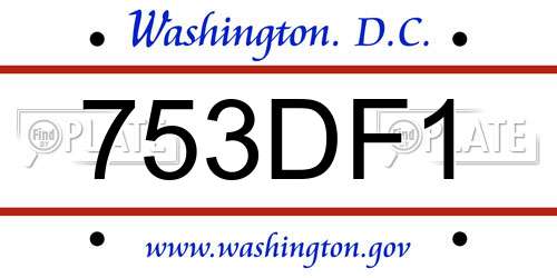 753DF1 District Of Columbia License Plate