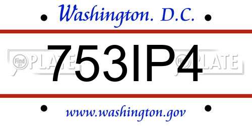 753IP4 District Of Columbia License Plate