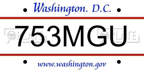 753MGU District Of Columbia License Plate
