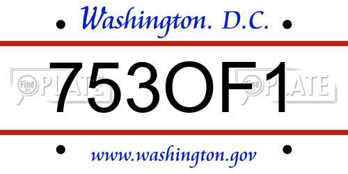 753OF1 District Of Columbia License Plate