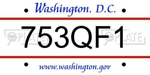 753QF1 District Of Columbia License Plate