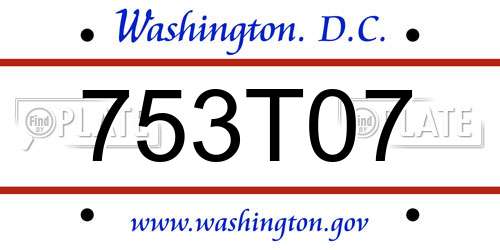 753T07 District Of Columbia License Plate