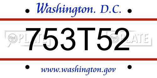 753T52 District Of Columbia License Plate