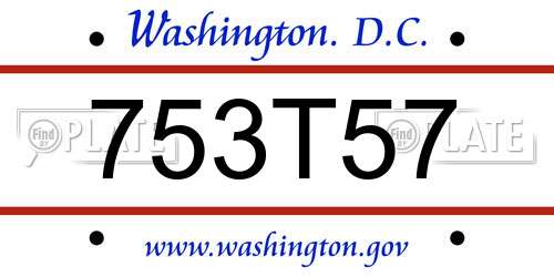753T57 District Of Columbia License Plate