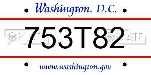 753T82 District Of Columbia License Plate