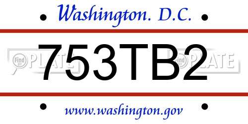 753TB2 District Of Columbia License Plate