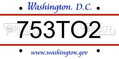 753TO2 District Of Columbia License Plate