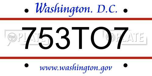 753TO7 District Of Columbia License Plate
