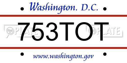 753TOT District Of Columbia License Plate