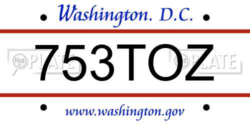 753TOZ District Of Columbia License Plate