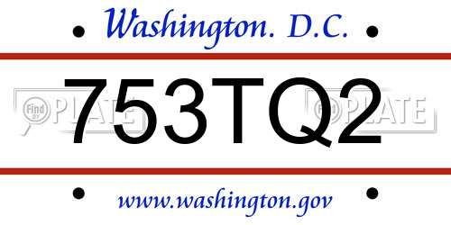 753TQ2 District Of Columbia License Plate