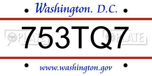 753TQ7 District Of Columbia License Plate