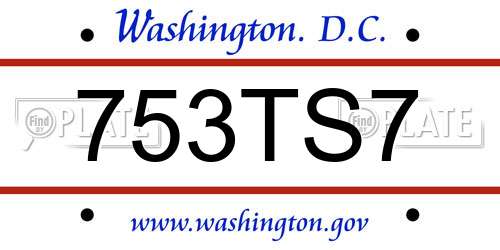 753TS7 District Of Columbia License Plate