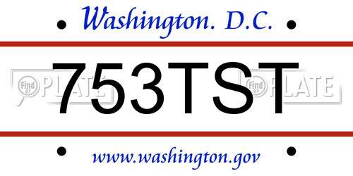 753TST District Of Columbia License Plate