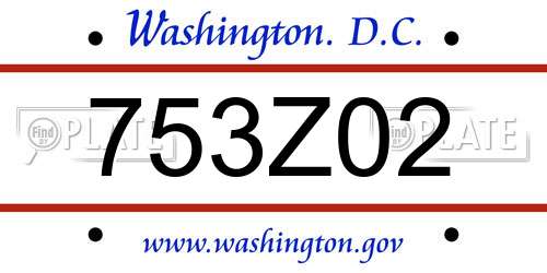 753Z02 District Of Columbia License Plate