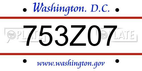 753Z07 District Of Columbia License Plate
