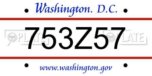 753Z57 District Of Columbia License Plate