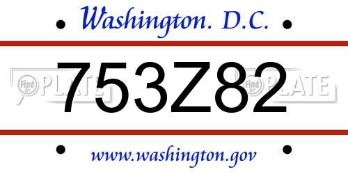 753Z82 District Of Columbia License Plate