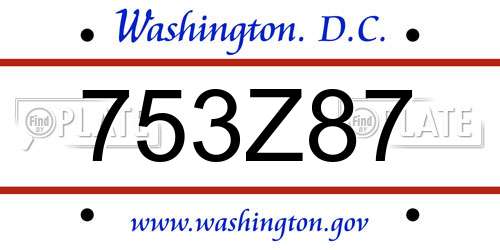 753Z87 District Of Columbia License Plate