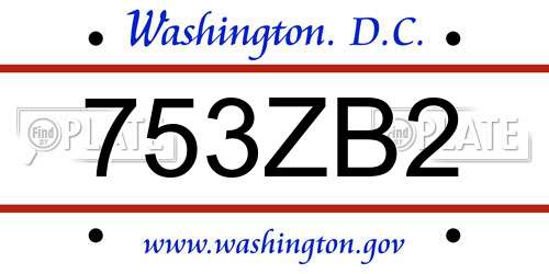 753ZB2 District Of Columbia License Plate