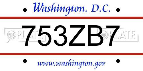 753ZB7 District Of Columbia License Plate