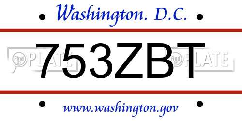 753ZBT District Of Columbia License Plate