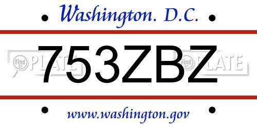 753ZBZ District Of Columbia License Plate