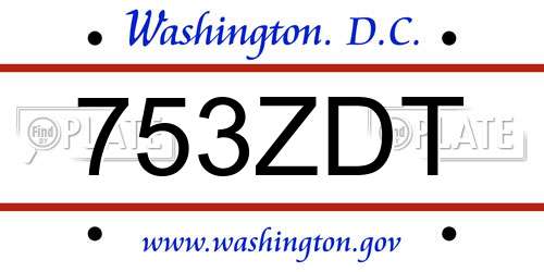 753ZDT District Of Columbia License Plate