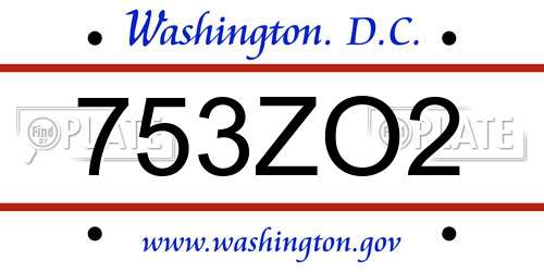 753ZO2 District Of Columbia License Plate