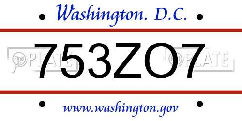 753ZO7 District Of Columbia License Plate