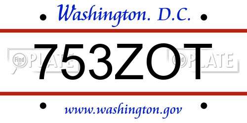 753ZOT District Of Columbia License Plate