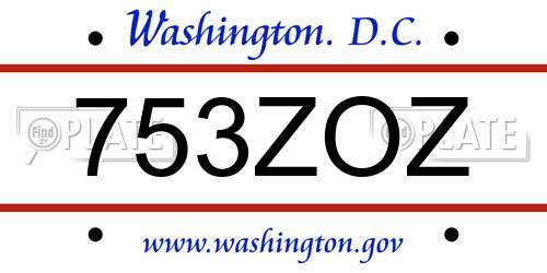 753ZOZ District Of Columbia License Plate