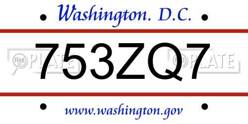 753ZQ7 District Of Columbia License Plate