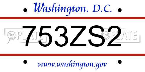 753ZS2 District Of Columbia License Plate