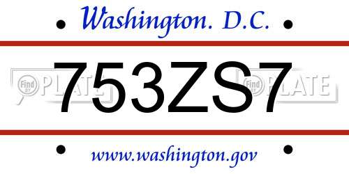 753ZS7 District Of Columbia License Plate