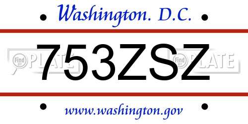 753ZSZ District Of Columbia License Plate