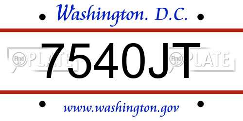 7540JT District Of Columbia License Plate