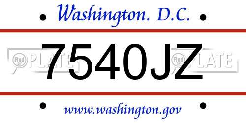 7540JZ District Of Columbia License Plate