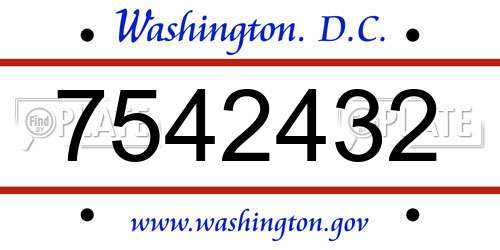 7542432 District Of Columbia License Plate