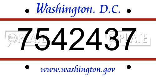 7542437 District Of Columbia License Plate