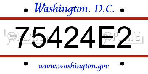 75424E2 District Of Columbia License Plate