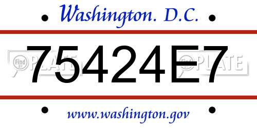 75424E7 District Of Columbia License Plate