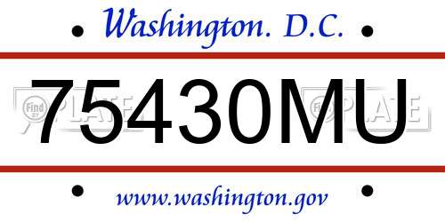 75430MU District Of Columbia License Plate